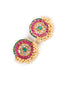 Gold-Plated Artificial Stones Studded And Beaded Circular Shaped Studs