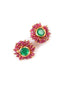 Gold-Plated Stones Studded And Beaded Circular Shaped Studs