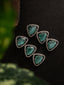 Silver -Plated Stones Studded Triangular Shaped Drop Earrings