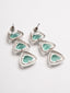 Silver -Plated Stones Studded Triangular Shaped Drop Earrings