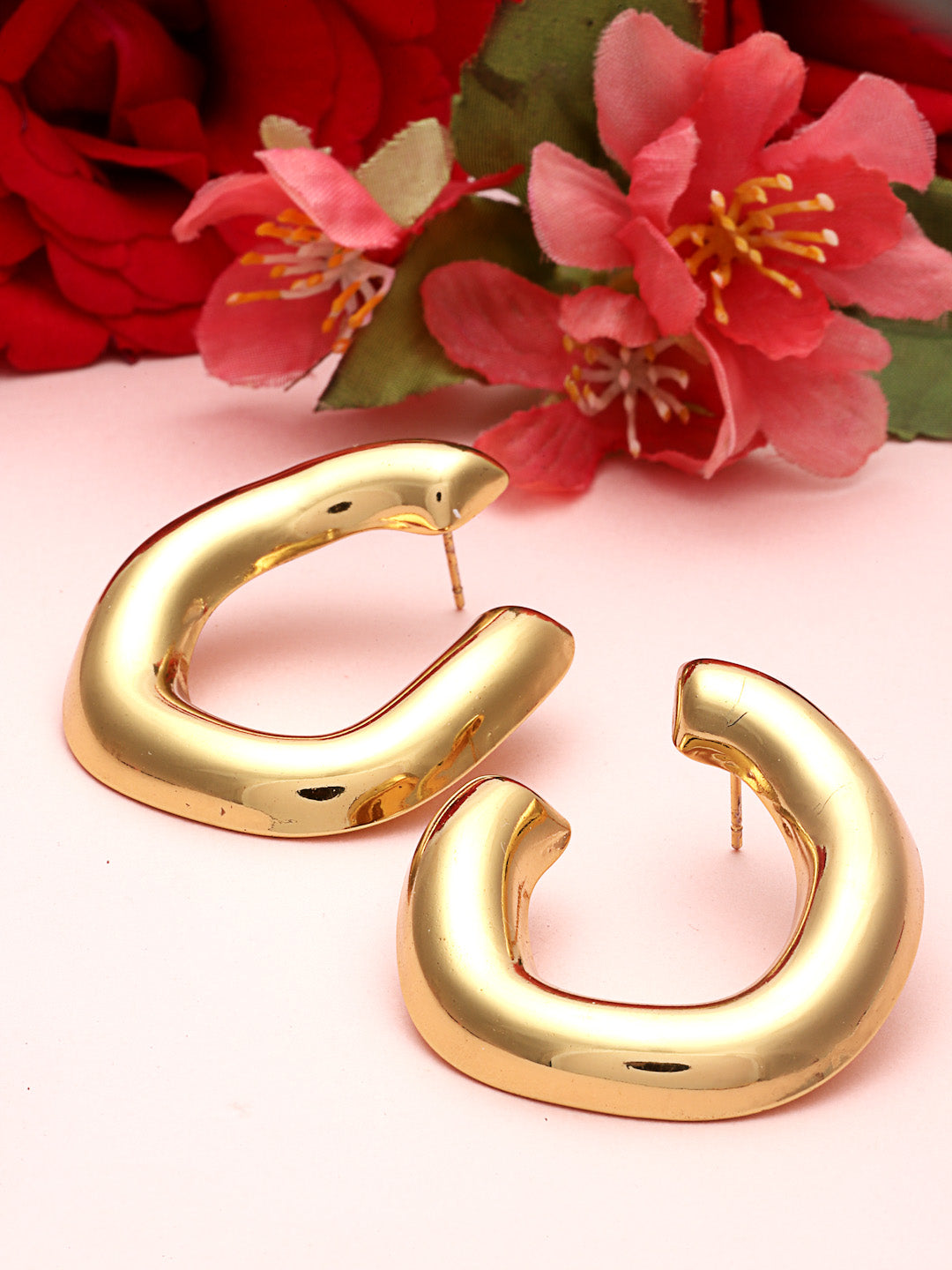Gold-Plated Bow Shaped Drop Earrings