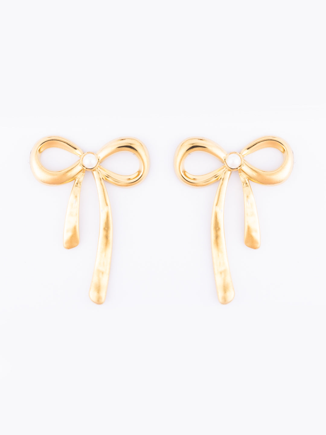 Gold-Plated Bow Shaped Drop Earrings