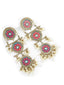Silver-Plated Beaded Circular Shaped Oxidised Drop Earrings