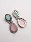 Silver Plated Artificial Stones Studded Teardrop Shaped Oxidized Drop Earrings