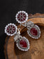 Silver-Plated Stones Studded And Beaded Animal Shaped Oxidised Drop Earrings