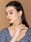 Silver-Plated Stones Studded And Beaded Animal Shaped Oxidised Drop Earrings