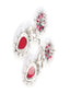Silver-Plated Stones Studded And Beaded Animal Shaped Oxidised Drop Earrings