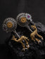 Silver-Plated Artificial Beaded Animal Shaped Oxidised Drop Earrings