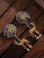 Silver-Plated Artificial Beaded Animal Shaped Oxidised Drop Earrings