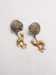 Silver-Plated Artificial Beaded Animal Shaped Oxidised Drop Earrings