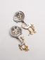 Silver-Plated Artificial Beaded Animal Shaped Oxidised Drop Earrings