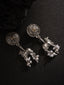 Silver-Plated Artifical Beaded Animal Shaped Oxidised Drop Earrings