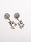 Silver-Plated Artifical Beaded Animal Shaped Oxidised Drop Earrings