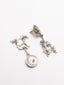 Silver-Plated Artifical Beaded Animal Shaped Oxidised Drop Earrings