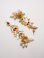 Gold-Plated Artificial Stones Studded & Beaded Contemporary Shaped Drop Earrings
