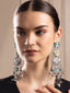 Gold-Plated Artificial Stones Studded & Beaded Square Shaped Drop Earrings