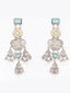 Gold-Plated Artificial Stones Studded & Beaded Square Shaped Drop Earrings