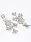 Gold-Plated Artificial Stones Studded & Beaded Square Shaped Drop Earrings