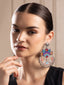 Silver-Plated Artificial Stones Studded Peacock Shaped Drop Earrings