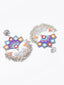 Silver-Plated Artificial Stones Studded Peacock Shaped Drop Earrings