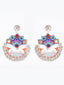 Silver-Plated Artificial Stones Studded Peacock Shaped Drop Earrings