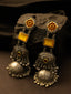 Silver-Plated Artificial Stones Studded & Beaded Dome Shaped Jhumkas