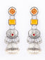 Silver-Plated Artificial Stones Studded & Beaded Dome Shaped Jhumkas