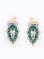 Silver-Plated Artificial Stones Studded & Beaded Teardrop Shaped Drop Earrings