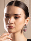 Silver-Plated Stones Studded And Beaded Geometric Shaped Drop Earrings