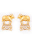 Gold-Plated Artificial Stones Studded Cow Shaped Drop Earrings