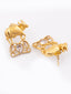Gold-Plated Artificial Stones Studded Cow Shaped Drop Earrings