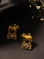 Gold-Plated Artificial Stones Studded Cow Shaped Drop Earrings