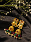 Gold Plated Artificial Stone Studded & Beaded Dome Shaped Jhumkas