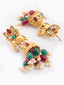 Gold Plated Artificial Stone Studded & Beaded Dome Shaped Jhumkas