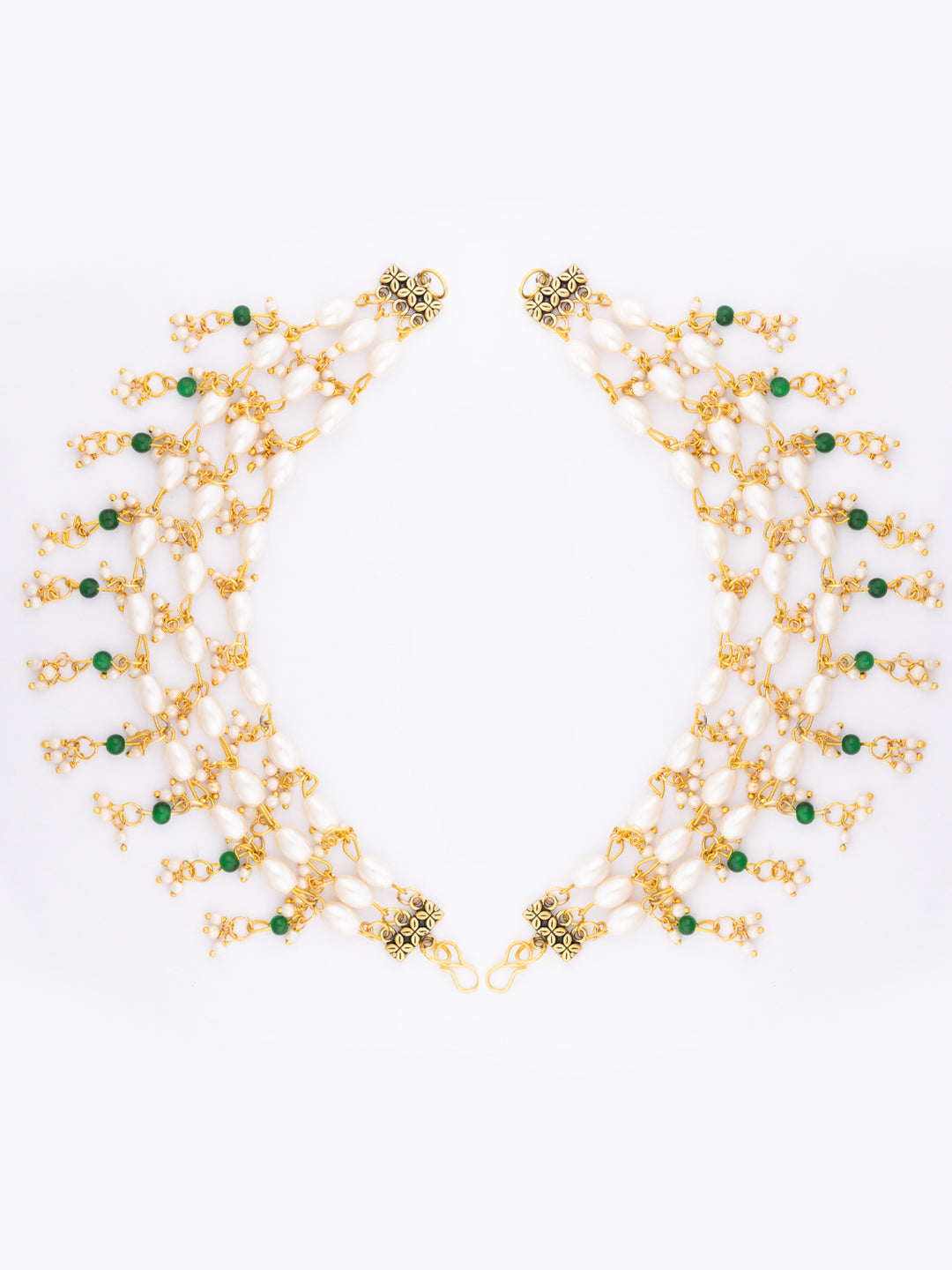 Gold-Plated Pearls Beaded Contemporary Ear Chain