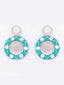 Silver-Plated Artificial Beaded & Mirror Circular Drop Earrings