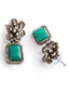Silver-Plated American Diamond Studded Floral Shaped Drop Earrings