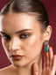 Silver-Plated American Diamond Studded Floral Shaped Drop Earrings