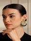 Gold Plated Artificial Stones Studded And Beaded Circular Shaped Drop Earrings
