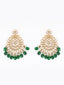Gold Plated Artificial Stones Studded And Beaded Circular Shaped Drop Earrings