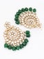 Gold Plated Artificial Stones Studded And Beaded Circular Shaped Drop Earrings