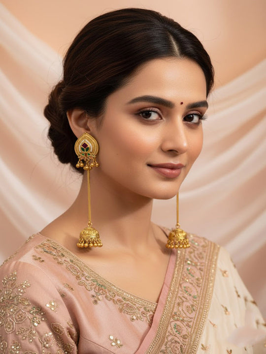Leaf Shaped Jhumkas Earrings