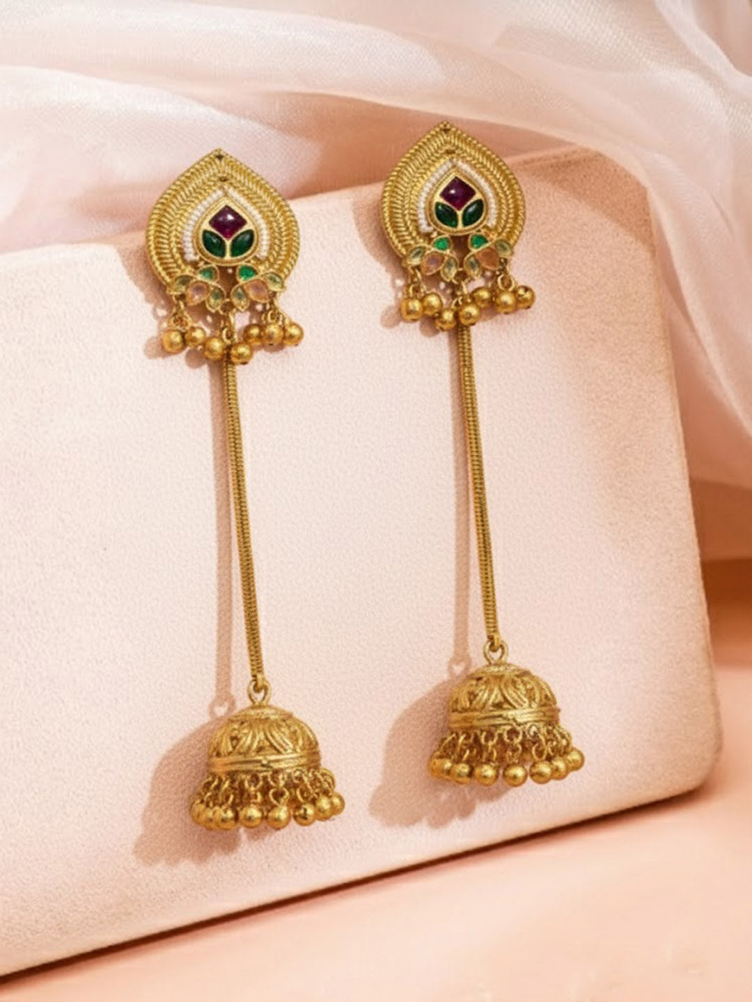 Leaf Shaped Jhumkas Earrings