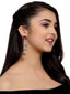 PANASH Silver_Plated & Maroon Contemporary Drop Earrings