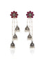 PANASH Silver_Plated & Maroon Contemporary Drop Earrings