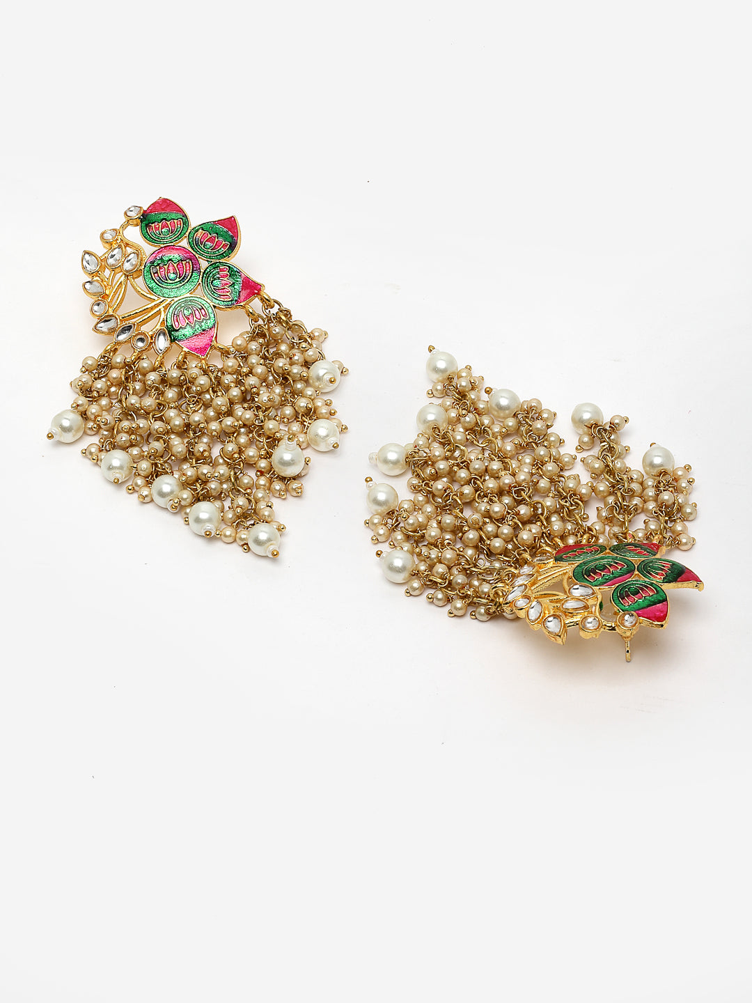 Gold-Plated Meenakari Floral Chandbalis Earrings