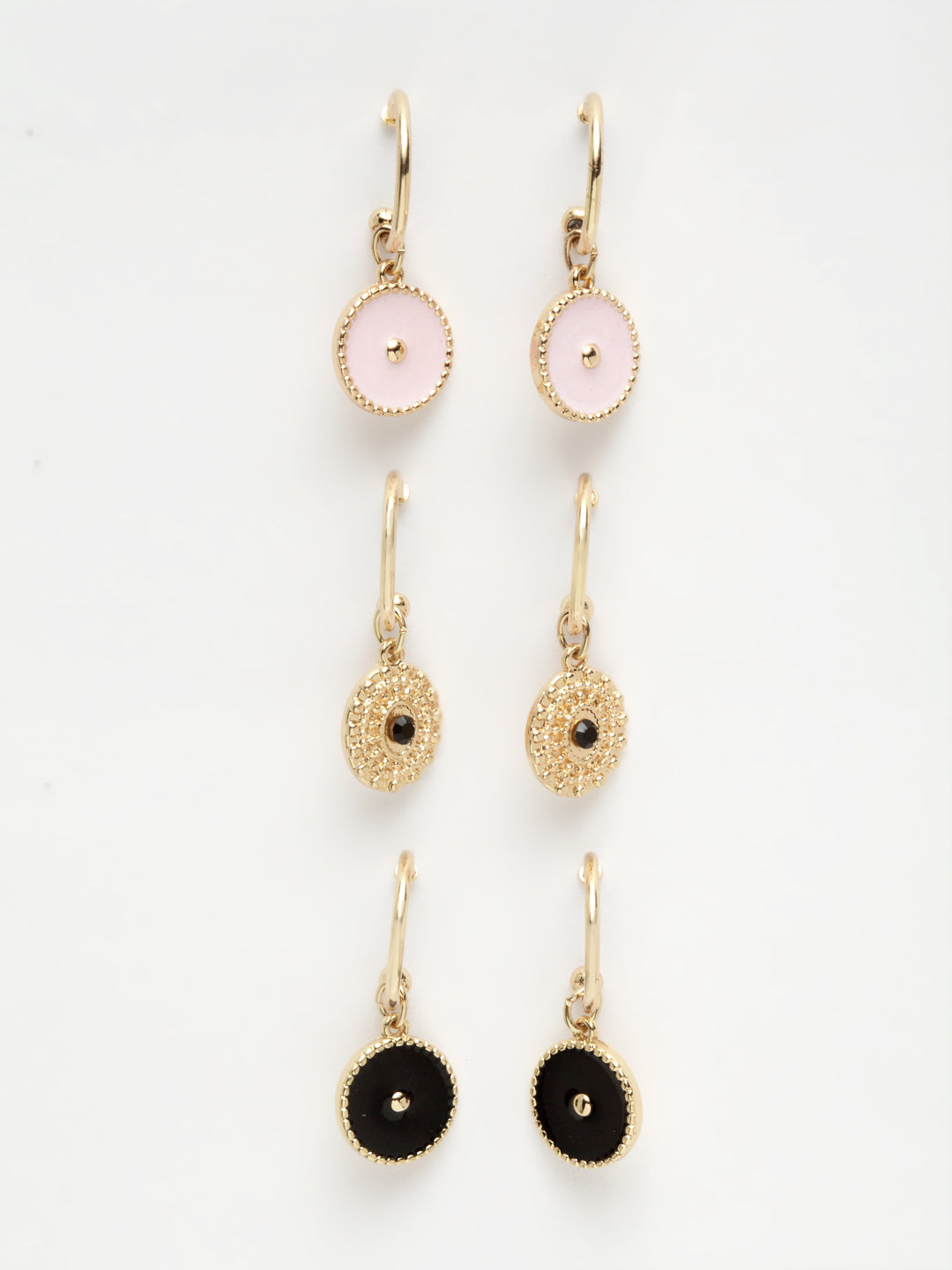 Gold-Toned Circular Drop Earrings