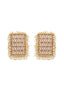 Brown & White Gold-Plated Beaded Square Handcrafted Wooden Drop Earrings