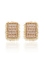 Brown & White Gold-Plated Beaded Square Handcrafted Wooden Drop Earrings