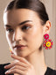 Silver-Plated Artificial Stone Studded Contemporary Drop Earrings